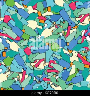 Abstract decorativi delicati seamless pattern con bottiglie. Illustrazione Vettoriale