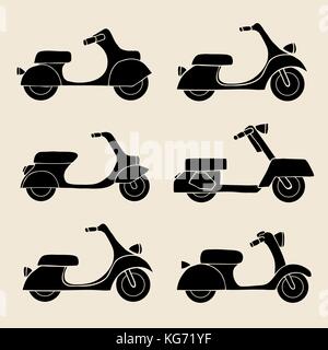 Set di icone di trasporto - scooter e motorini, illustrazione vettoriale Illustrazione Vettoriale