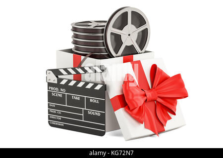 Film idea regalo, rendering 3D isolati su sfondo bianco Foto Stock