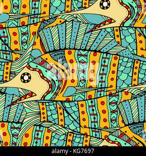 Groviglio seamless pattern di sfondo di pesce. illustrazione vettoriale immagine Illustrazione Vettoriale