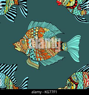 Seamless arte sfondo pesce. illustrazione vettoriale immagine Illustrazione Vettoriale