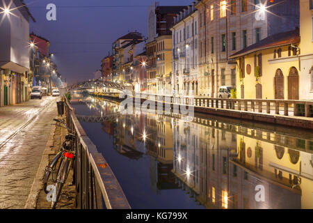 Naviglio Grande canal a Milano, Lombardia, Italia Foto Stock