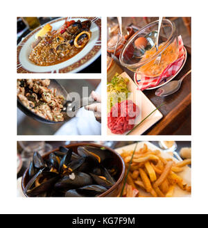 Bistro francese piatti su un collage di cibo Foto Stock