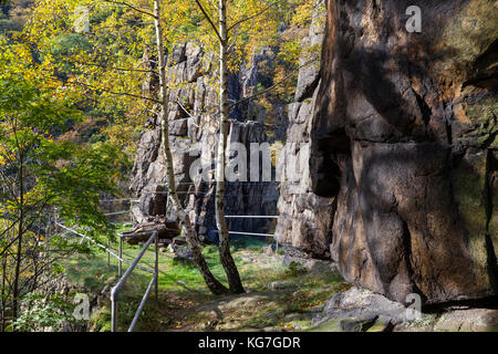 Bodetal Tor im Harz Herbst Foto Stock