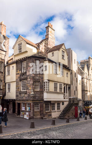 La Casa di John Knox, John Knox's House, la storica casa del XVI secolo, Edimburgo, Scozia, Regno Unito Foto Stock