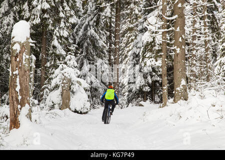 Wanderweg um dem Oderteich im Winter Nationalpark Harz Foto Stock