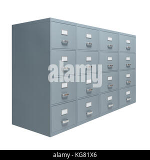 Filing cabinet su sfondo bianco, arredo ufficio e archiviazione dei dati concetto Foto Stock