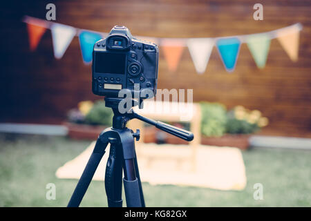 Immagine della fotocamera digitale posto sul cavalletto Foto Stock