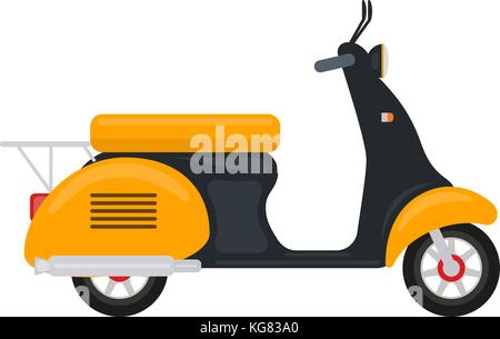 Vector cartoon scooter giallo con un motore Illustrazione Vettoriale