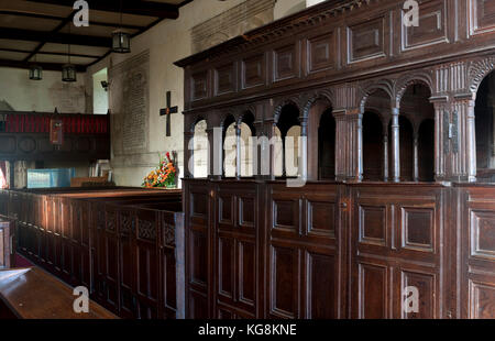 Chiesa di S. Giovanni Battista, Stokesay, Shropshire, Inghilterra, Regno Unito Foto Stock