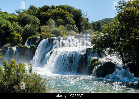 La cascata nel Parco Nazionale di Krka - Dalmazia, Croazia Foto Stock