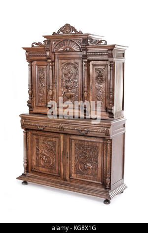 Antica credenza del tardo XIX secolo isolato su bianco. Foto Stock