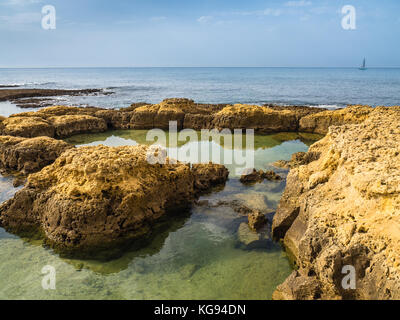 Arenaria di linea costiera con spiagge sabbiose a gale sulla costa meridionale del Portogallo Foto Stock