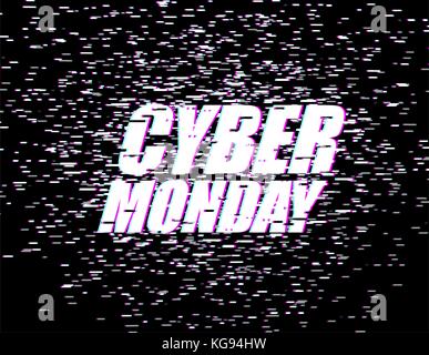 Cyber ​​monday effetto glitch emblema. visualizzazione Sito Web online store. giorno di vendite. illustrazione vettoriale Illustrazione Vettoriale