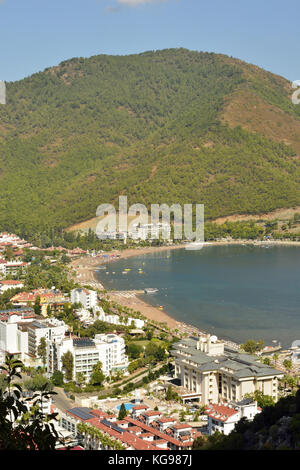 Vista su Icmeler sobborgo di Marmaris Località di villeggiatura in Turchia. Foto Stock