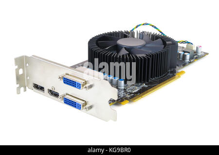 Computer graphic card isolato su sfondo bianco con tracciato di ritaglio Foto Stock