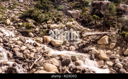 A piedi da Cuernos per Refugio Chileno Foto Stock