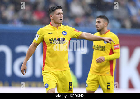 Rostock, Germania. 5 novembre 2017. Marcel Mehlem (KSC). GES/ Fussball/ 3. Liga: Hansa Rostock - Karlsruher SC, 05.11.2017 |Use Worldwide Credit: dpa/Alamy Live News Foto Stock