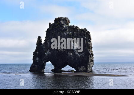 Hvitserkur rock formazione nel nord dell'Islanda Foto Stock