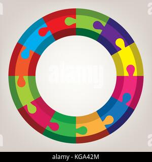 Vettore di sfondo colorato puzzle rotondo Illustrazione Vettoriale