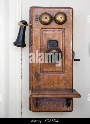 Un inizio del XX secolo il telefono al Hopper-Goetschius House Museum in Upper Saddle River, New Jersey Foto Stock