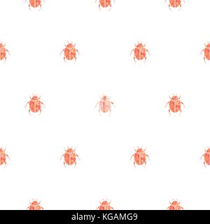 Beetle oro rosa e bianco vector seamless pattern per la stampa. Illustrazione Vettoriale