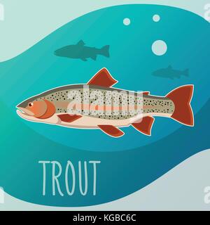 Trota banner di pesce Illustrazione Vettoriale