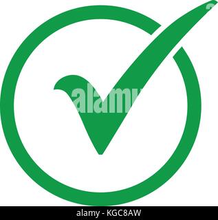 Icona segno di spunta verde in un cerchio. segno di spunta di colore verde, illustrazione vettoriale. Illustrazione Vettoriale