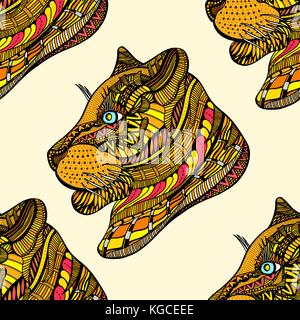 Colorate tiger seamless pattern. illustrazione vettoriale immagine Illustrazione Vettoriale