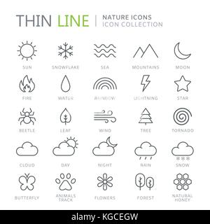 Raccolta di natura sottile linea icone eps vettoriali10 Illustrazione Vettoriale