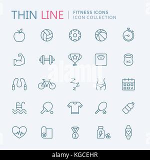 Raccolta di sport linea sottile icone eps vettoriali10 Illustrazione Vettoriale