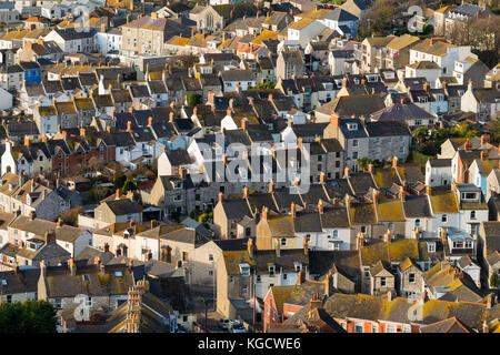 Una vista di case e tetti a fortuneswell sull'isola di Portland nel Dorset. picture credit: Graham hunt/alamy Foto Stock