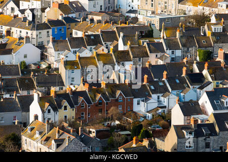 Una vista di case e tetti a fortuneswell sull'isola di Portland nel Dorset. picture credit: Graham hunt/alamy Foto Stock