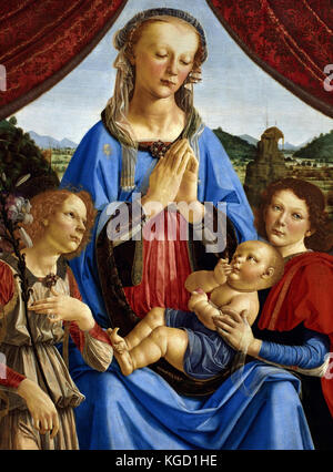 La Vergine col Bambino e due angeli 1476-78 Andrea del Verrocchio 1435 - 1488 e Lorenzo di Credi 1458 - 1537 del XV secolo Firenze Italia Italiano, Foto Stock