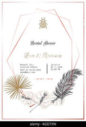 Doccia nuziale template vettoriale design. Illustrazione Vettoriale