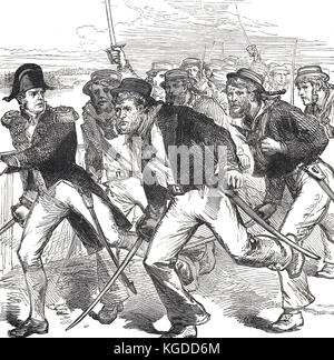 Capitan Rowland Money, Leading British Blue Jackets, Battaglia di New Orleans, 1815, Battaglia dell'8 gennaio Foto Stock