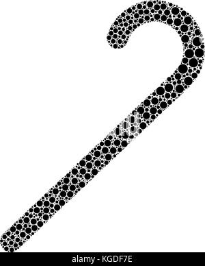 Candy Cane silhouette icona di punti isolati su sfondo nero Illustrazione Vettoriale