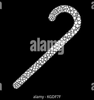 Candy Cane icona di punti isolati su sfondo nero Illustrazione Vettoriale