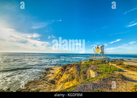 Lifeguard hut a la Jolla beach in san diego Foto Stock