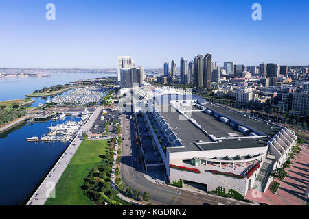 Vista aerea dello skyline del centro di San Diego in California Foto Stock