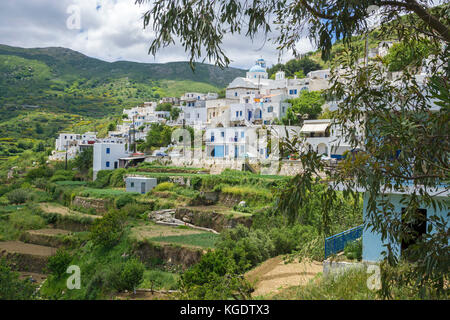 Il villaggio di montagna Koronos a nord di Naxos, Cicladi Grecia, Mare Mediterraneo, Europa Foto Stock