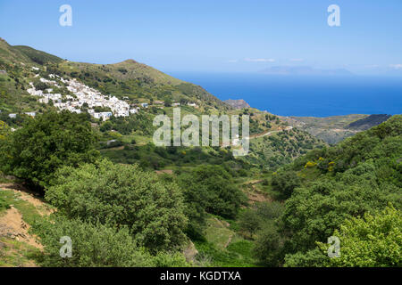 Villaggio di montagna a nord di Naxos, Cicladi Grecia, Mare Mediterraneo, Europa Foto Stock