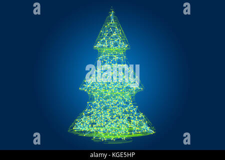 Albero di Natale luminoso astratto, rendering 3D Foto Stock