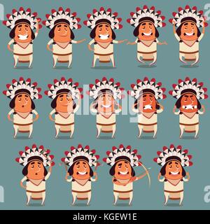 Set di icone piatte indiane Illustrazione Vettoriale