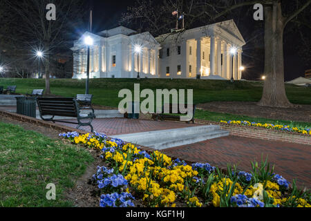 Virginia State Capitol Building in richmond di notte Foto Stock