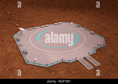 Stazione spaziale vuota su Marte. rendering 3d. Foto Stock
