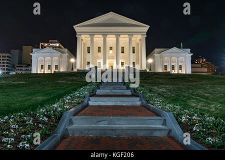 Virginia State Capitol Building in richmond di notte Foto Stock