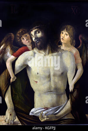 Il Cristo morto sostenuto dagli angeli 1465-70 Giovanni Bellini,1459 - 1516, era un rinascimento italiano, pittore, Italia. Foto Stock