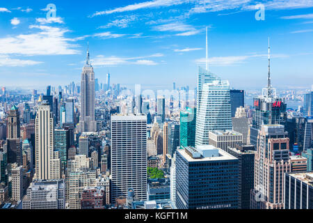 Skyline di Manhattan, New York skyline, Empire State Building di New York City, Stati Uniti d'America, Nord America, STATI UNITI D'AMERICA Foto Stock