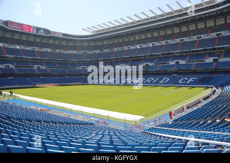 Stadio Estadio Santiago Bernabeu, sede del Real Madrid FC, durante un tour dello stadio nel marzo 2016 (Madrid, Spagna) Foto Stock